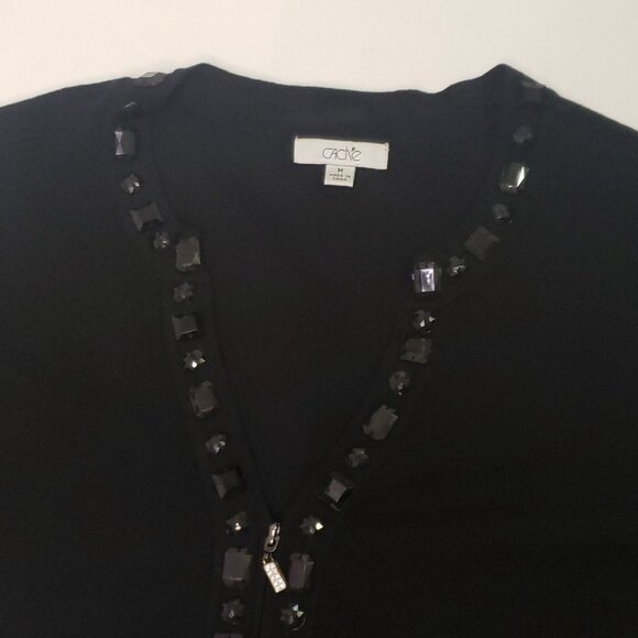 CACHE Women Size Medium Silk Beaded Cardigan Sweater Citycore Holiday Party Y2K - Picture 12 of 16